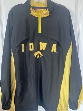 Vintage Iowa Hawkeyes Windbreaker Jacket Cadre NCAA 1/4 Zip Pullover 90s L